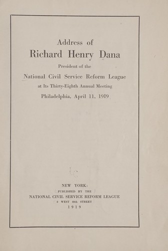 Cover for Address of Richard Henry Dana