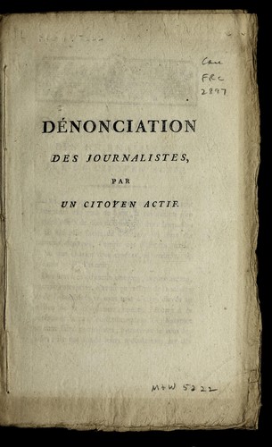 Cover for De nonciation des journalistes