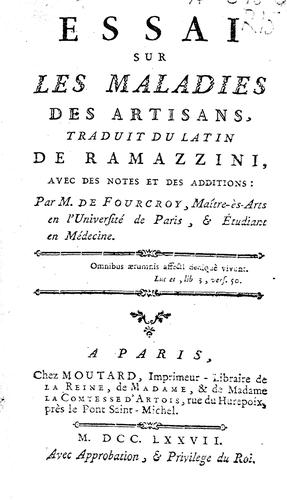 Cover for Essai sur les maladies des artisans