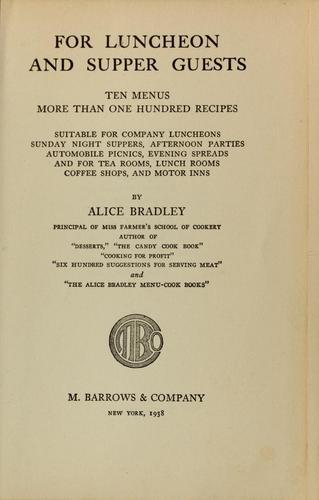 Cover for For luncheon and supper guests