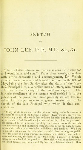 Cover for Sketch of John Lee, D.D., M.D., etc., etc., the Very Reverend the Principal of the University of Edinburgh