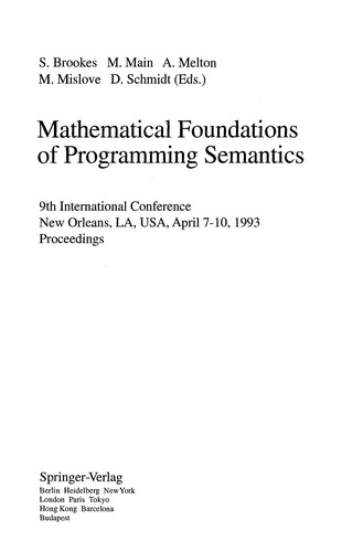 Cover for Mathematical foundations of programming semantics