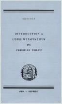 Cover for Introduction à l'opus metaphysicum de Christian Wolff
