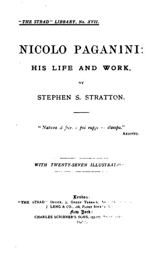 Cover for Nicolo Paganini