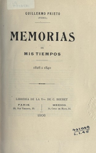 Cover for Memorias de mis tiempos, 1828 à 1840.