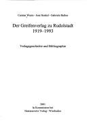Cover for Der Greifenverlag zu Rudolstadt, 1919-1993