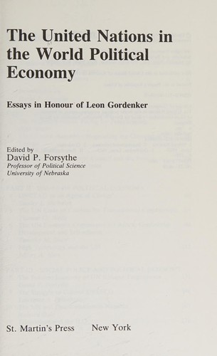 Cover for The United Nations in the World Political Economy