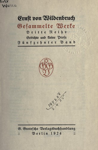 Cover for Gesammelte Werke