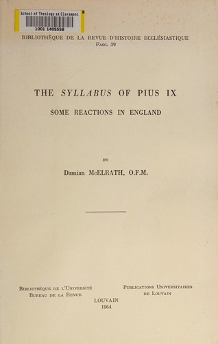 Cover for The Syllabus of Pius IX