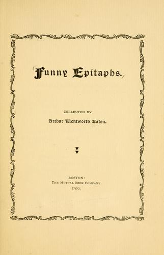 Cover for Funny epitaphs