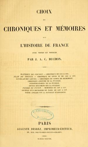 Cover for Choix de chroniques et mémoires sur l'histoire de France