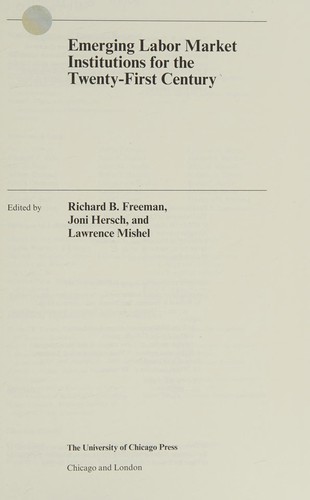Cover for Emerging labor market institutions for the twenty-first century