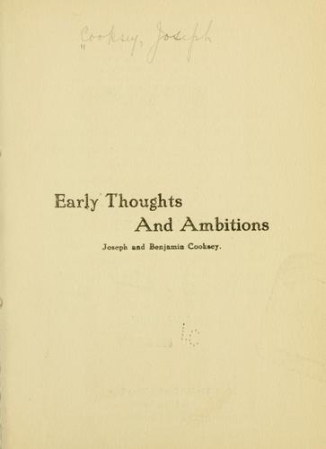 Cover for Early thoughts and ambitions