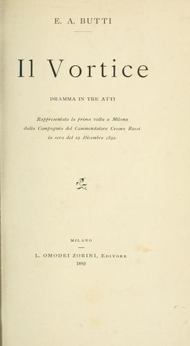 Cover for Il vortice, dramma in tre atti.
