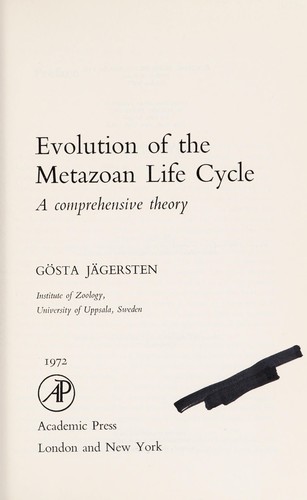 Cover for Evolution of the Metazoan life cycle