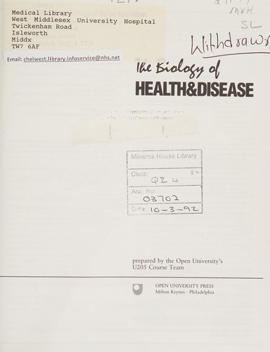 Cover for BIOLOGY OF HEALTH & DISEASE (Course U205)