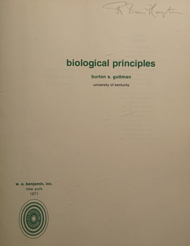 Cover for Biological principles