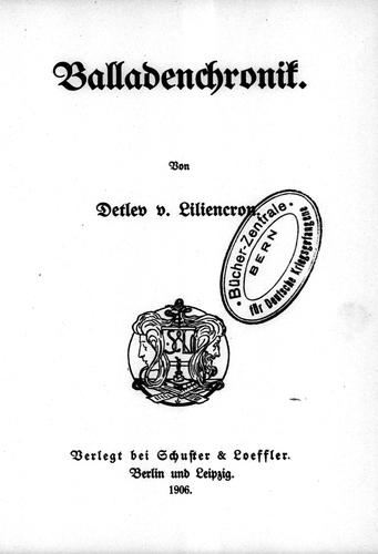 Cover for Balladenchronik