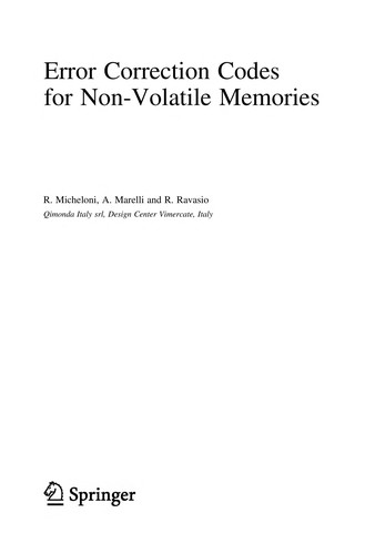 Cover for Error correction codes for non-volatile memories