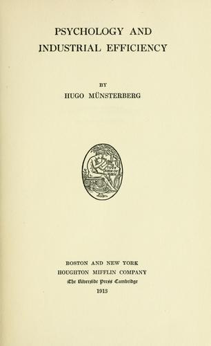 Cover for Psychology and industrial efficiency