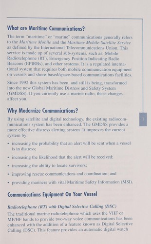 Cover for Maritime distress and safety communications in Canada.