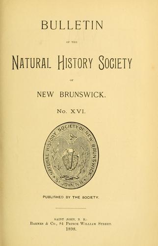 Cover for Bulletin of the Natural History Society of New Brunswick.