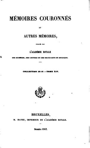 Cover for Mémoires couronnés et autres mémoires ...