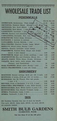 Cover for Wholesale trade list