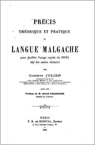 Cover for Précis théorique et pratique de langue malgache