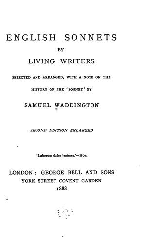Cover for English Sonnets by Living Writers