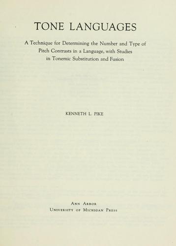 Cover for Tone languages