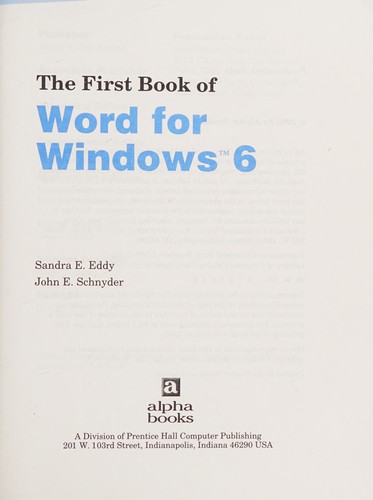 Cover for The first book of Word for Windows 6
