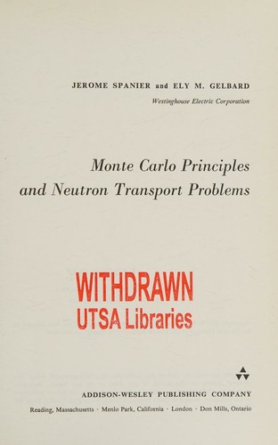 Cover for Monte Carlo principles and neutron transport problems