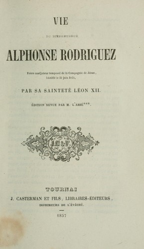 Cover for Vie du bienheureux - Alphonse Rodrigues ...
