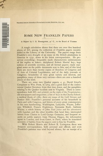 Cover for Some new Franklin papers