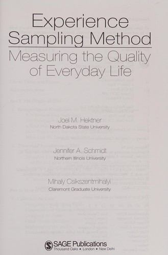Cover for Experience sampling method