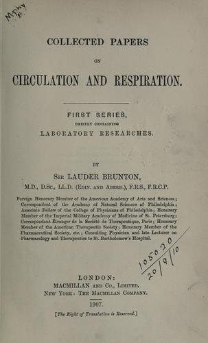 Cover for Collected papers on circulation and respiration.