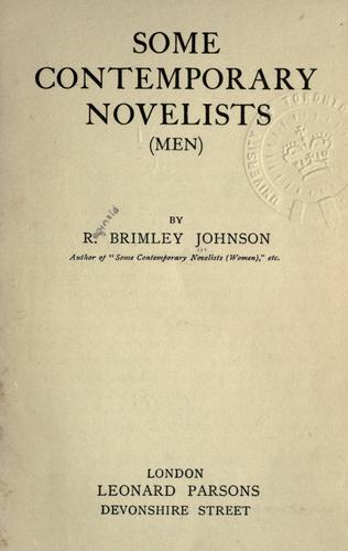Cover for Some contemporary novelists