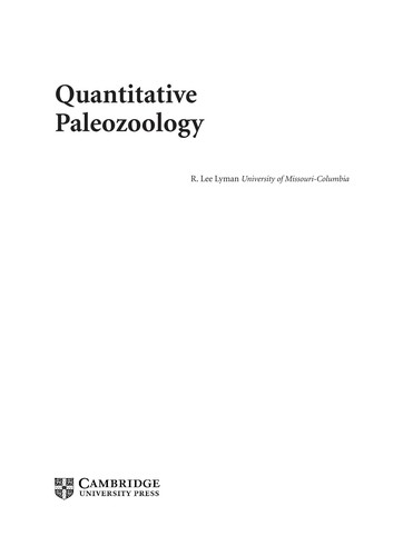 Cover for Quantitative Paleozoology (Cambridge Manuals in Archaeology)