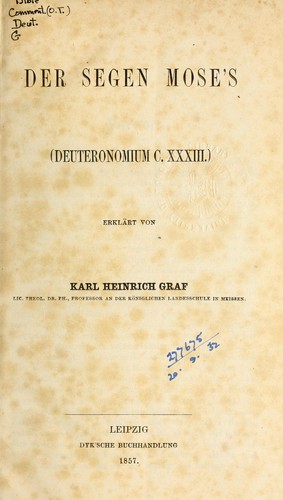 Cover for Der Segen Mose's