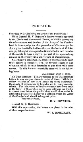 Cover for Chattanooga and Chickamauga: Reprint of Gen. H. V. Boynton's Letters to the Cincinnati ...