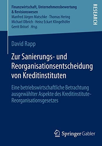 Cover for Zur Sanierungs- und Reorganisationsentscheidung von Kreditinstituten