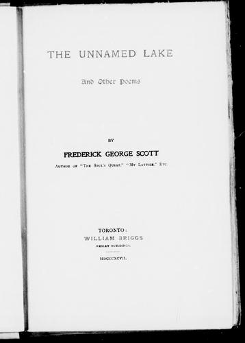 Cover for The unnamed lake and other poems