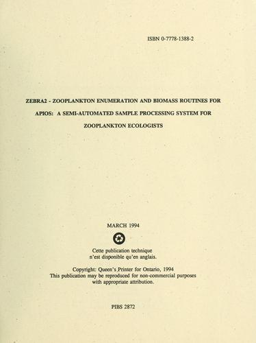 Cover for ZEBRA2 - zooplankton enumeration and biomass routines for APIOS
