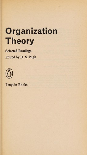 Cover for Organization theory