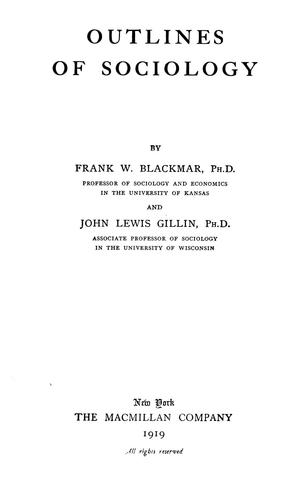 Cover for Outlines of sociology