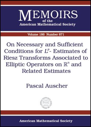 Cover for On Necessary and Sufficient Conditions for L^p-estimates of Riesz Transforms Associated to Elliptic Operators on R^n and Related Estimates (Memoirs of the American Mathematical Society)