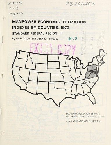 Cover for Manpower economic utilization indexes by counties, 1970. Standard Federal Region III