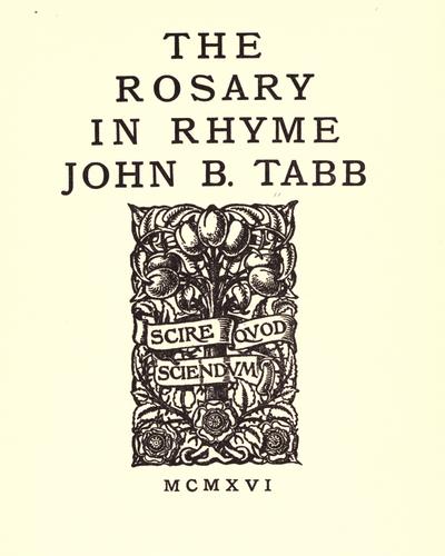 Cover for The rosary in rhyme