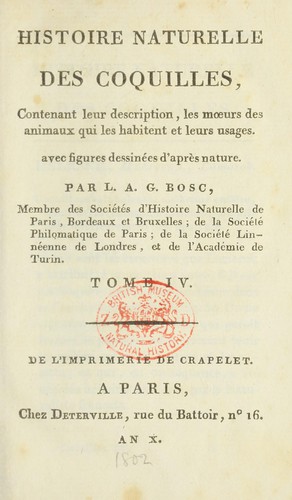 Cover for Histoire naturelle des coquilles